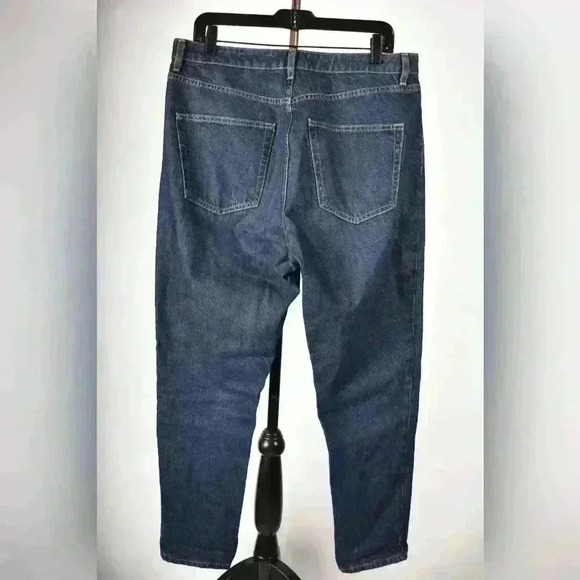 TOPSHOP Medium Blue  Cotton Denim Mom Straight Relaxed Jeans 34x30 Turkey - Picture 2 of 8